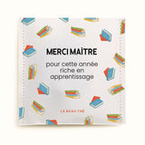 Sachet de thé personnalisé - Merci maître motif cahier | Le Beau Thé