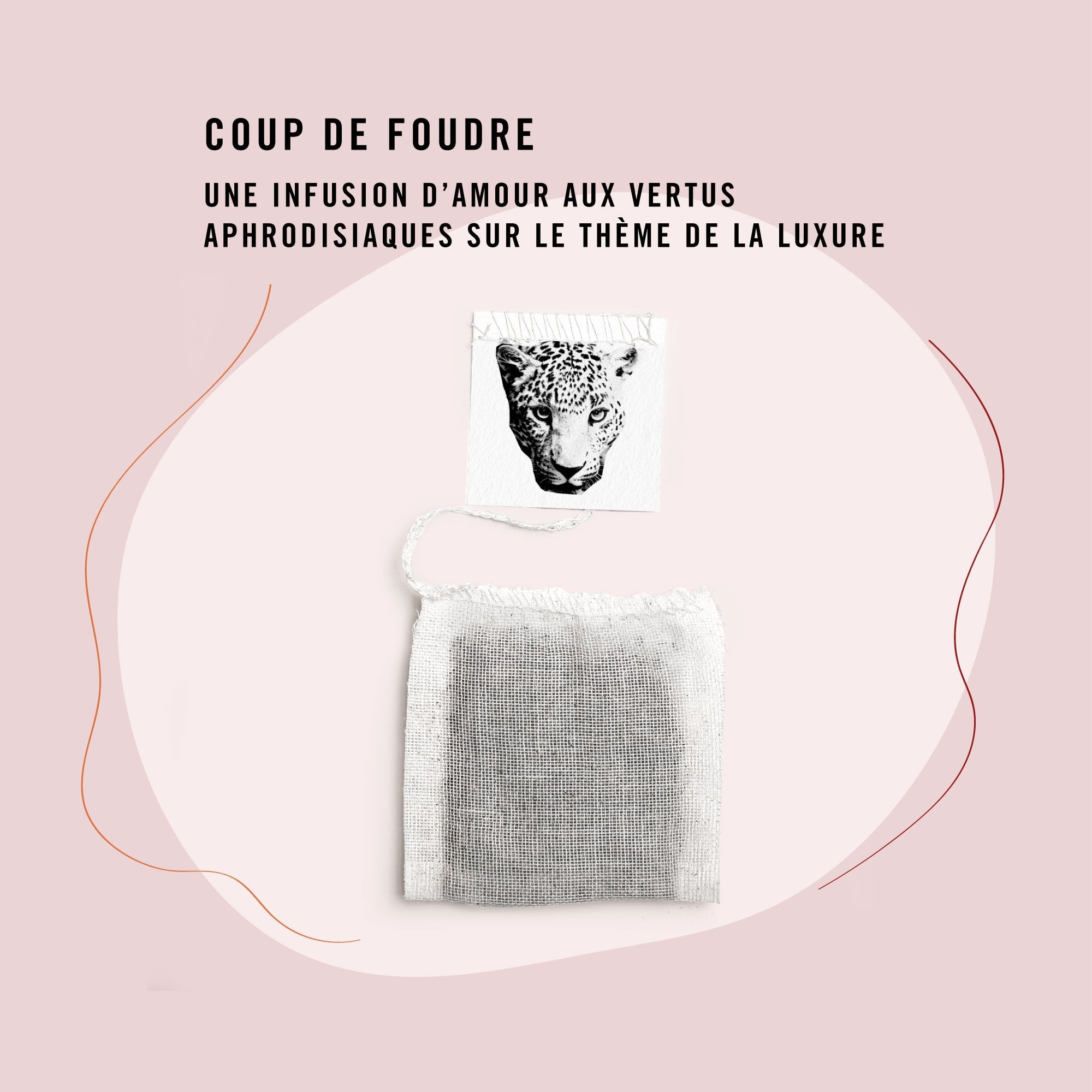 Sachet de thé personnalisé par Le Beau Thé pour un mariage plage avec l’infusion d'amour Coup de Foudre, cadeau d’invité idéal