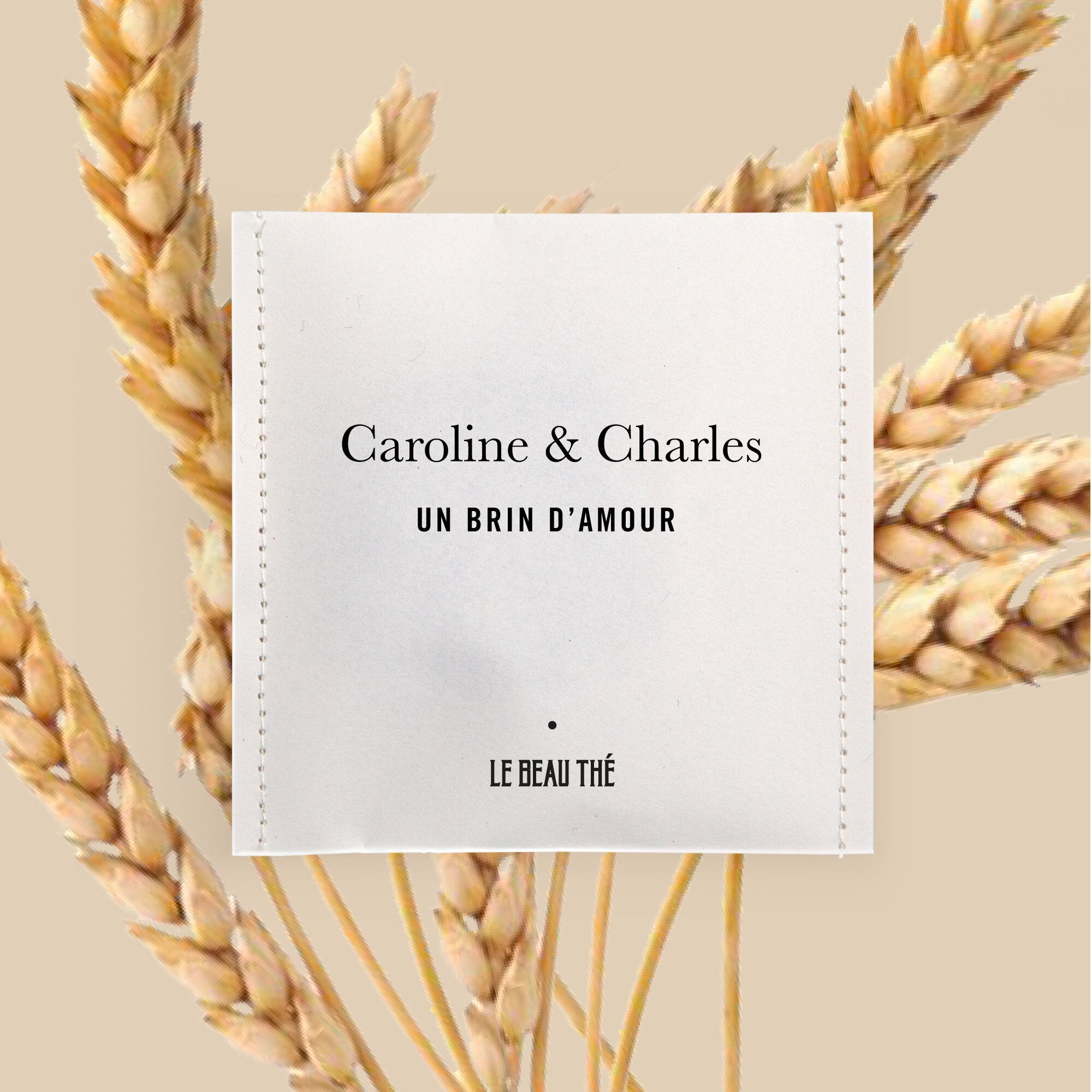 Sachet de thé personnalisé par Le Beau Thé pour cadeau d’invité d’un mariage champêtre avec la petite maison dans la prairie