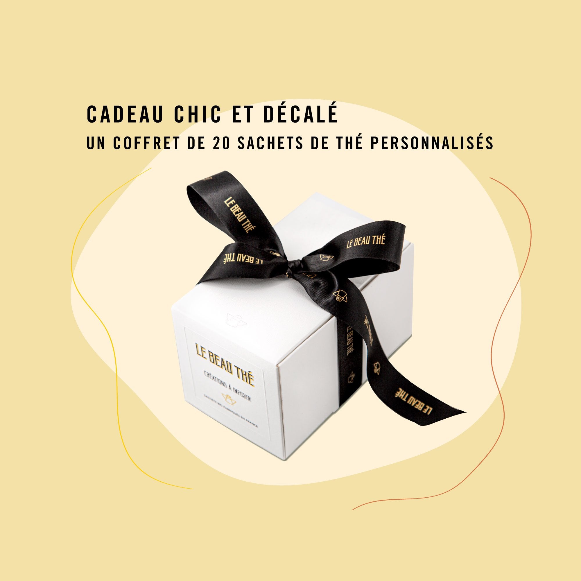 Coffret de sachets de thé personnalisés par Le Beau Thé pour un mariage écologique, cadeau d’invité idéal