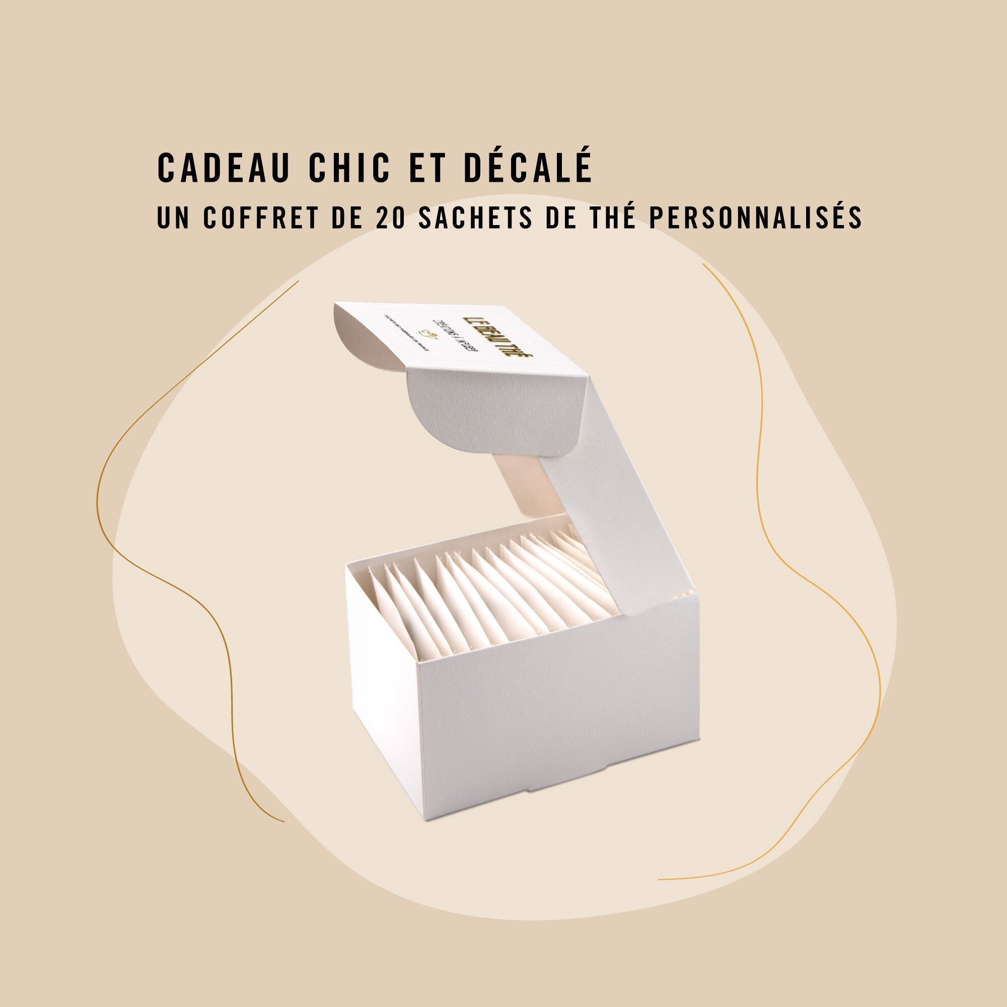 Boite de sachets de thé personnalisés par Le Beau Thé pour un mariage traditionnel cadeau d’invité idéal