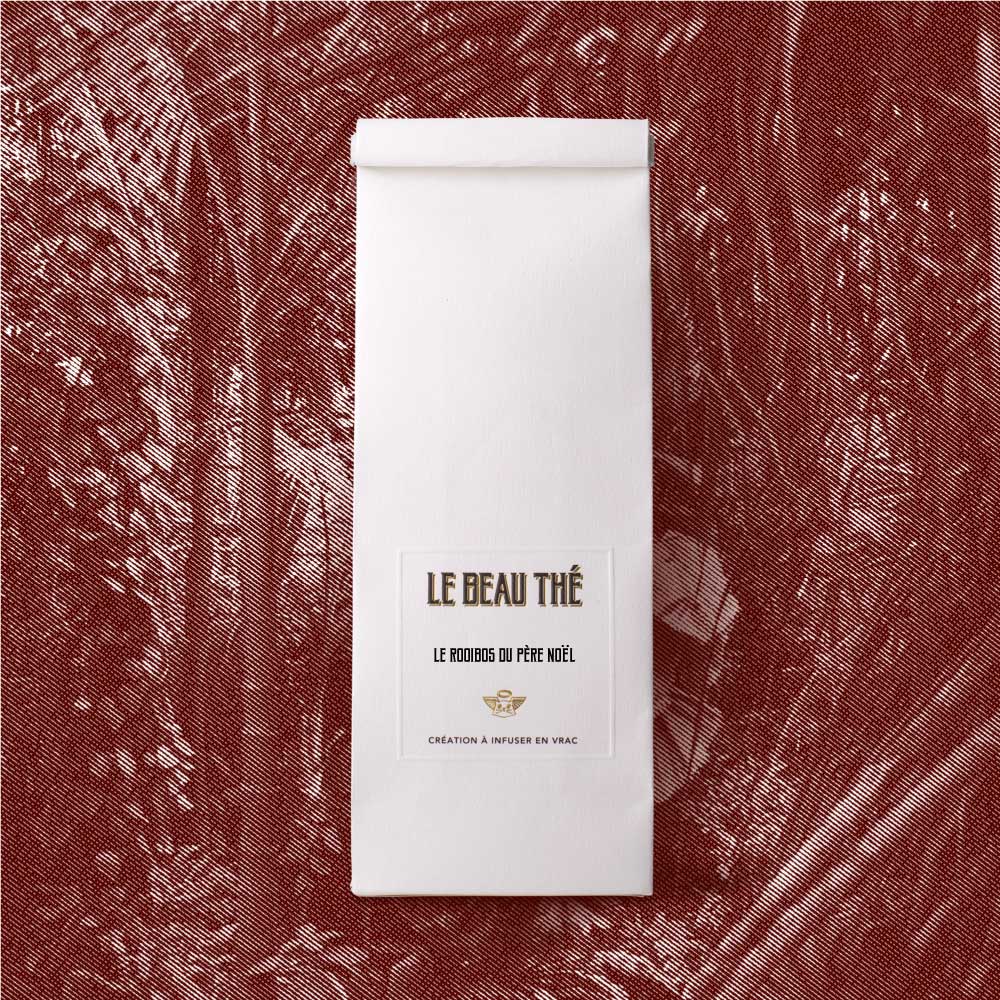 Le Rooibos du Père Noël bio par Le Beau Thé, personnalisation de sachet de thé