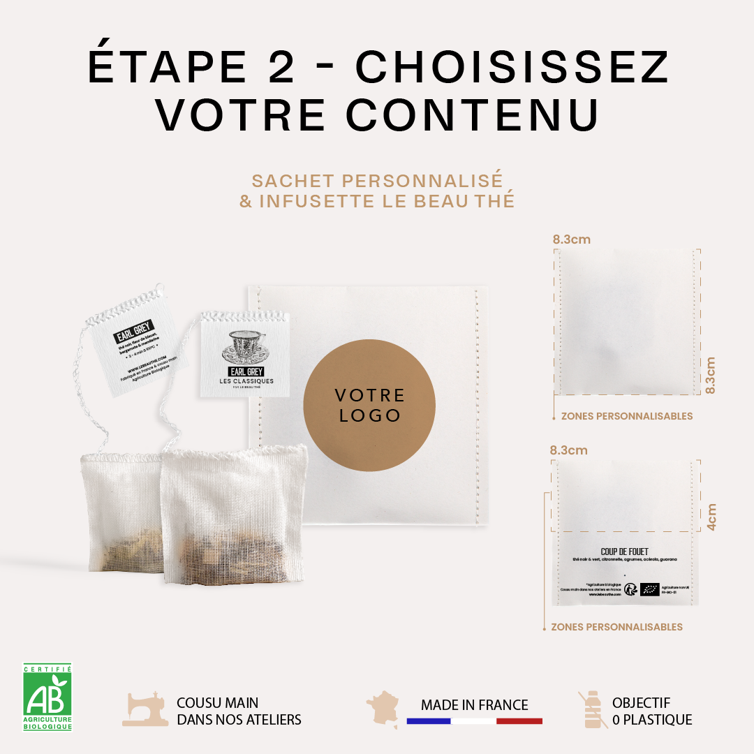 Calendrier de l'Avent personnalisé -  Infusette neutre Le Beau Thé avec surenveloppe en papier luxe (PRO)