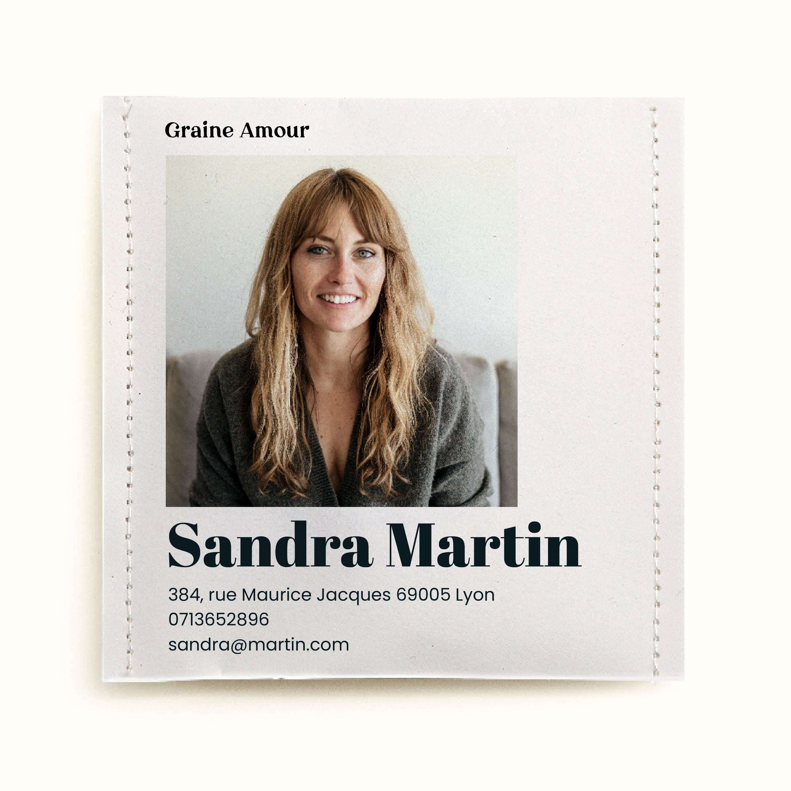 Sachet de graines à semer - Carte de visite avec photo | Sachet de graines personnalisé