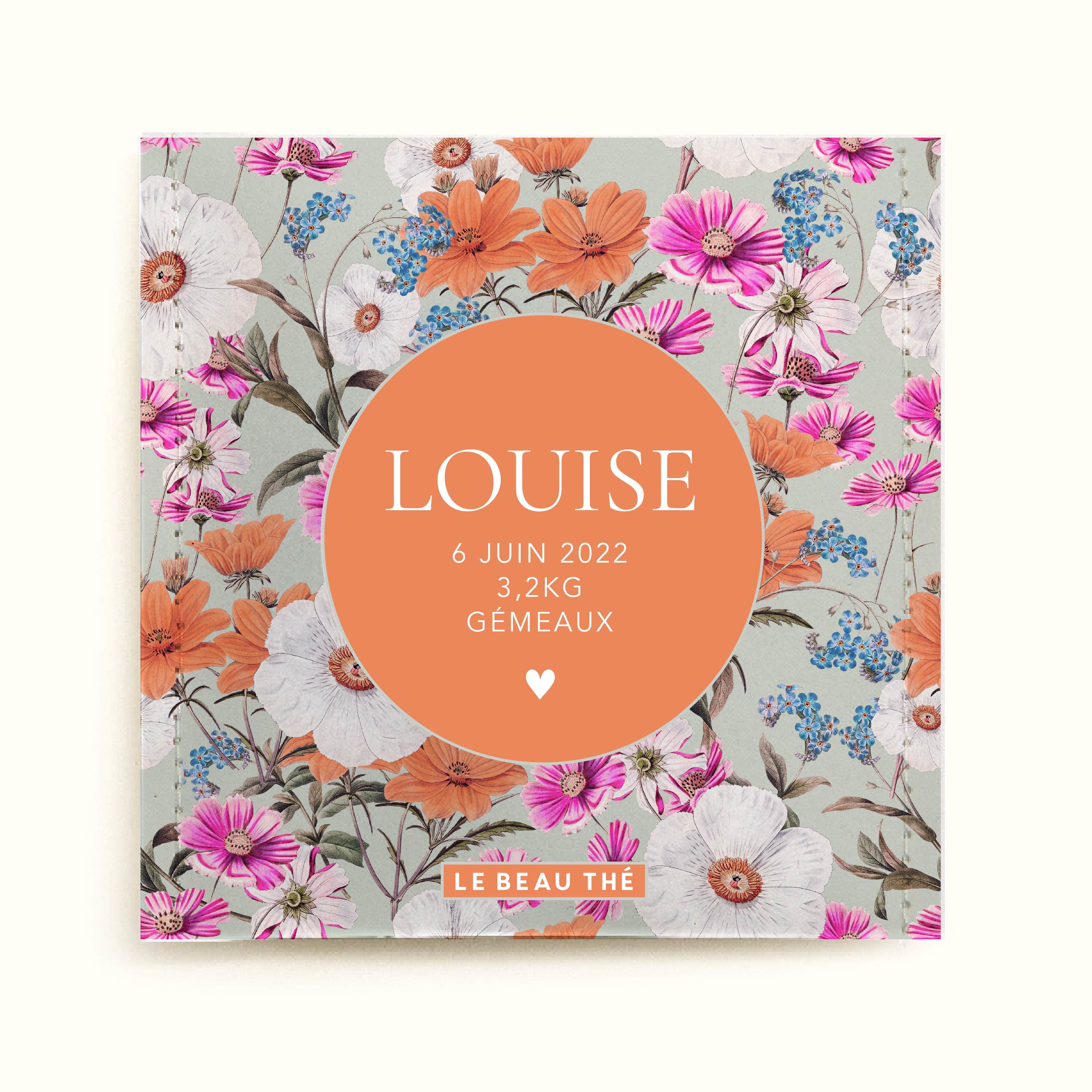 Sachet de thé personnalisé - Naissance fleurie | Le Beau Thé