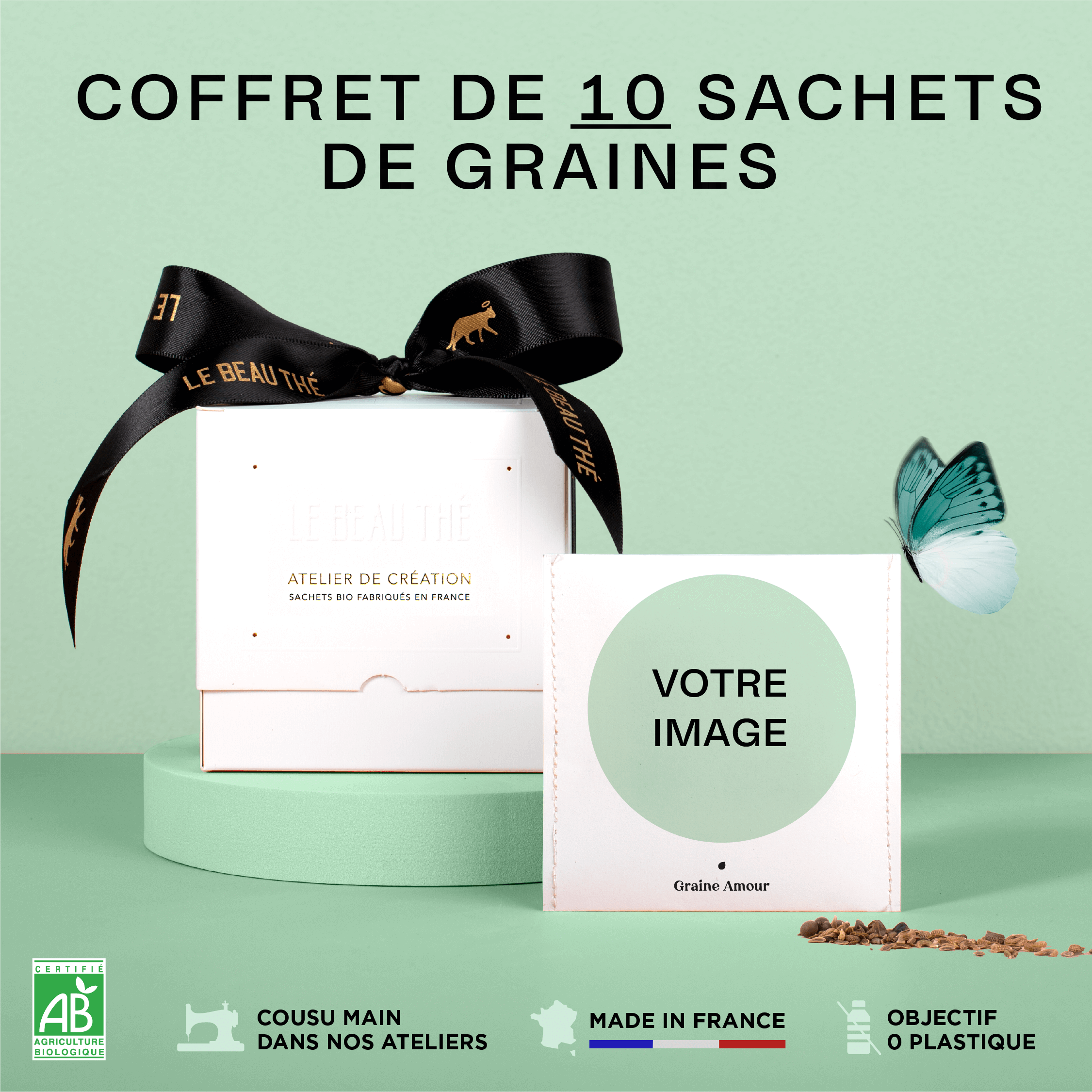 La boîte de 10 sachets de graines à semer personnalisés (Pro)