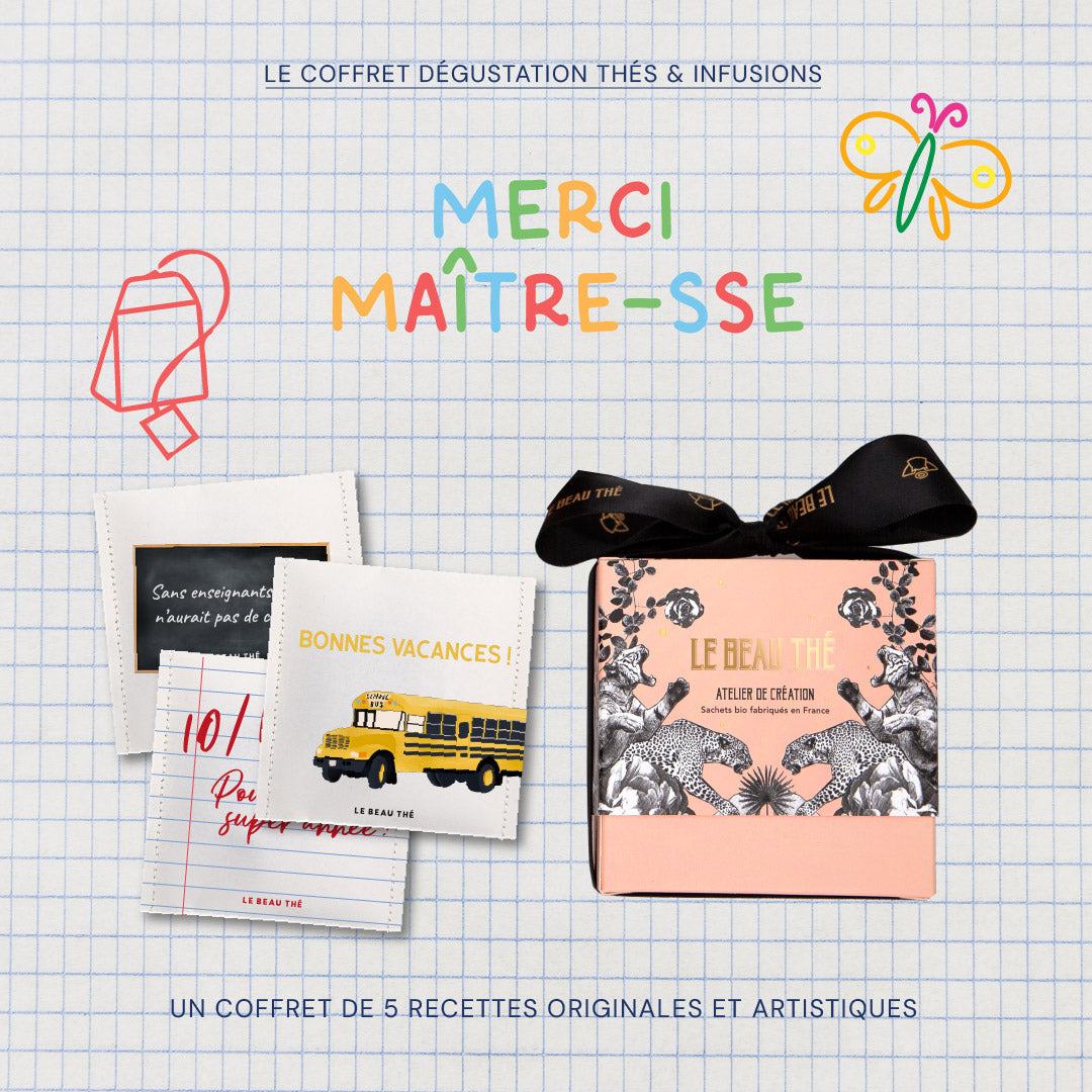 Coffret de thé merci maître-sse | Le Beau Thé : sachet de thé personnalisé