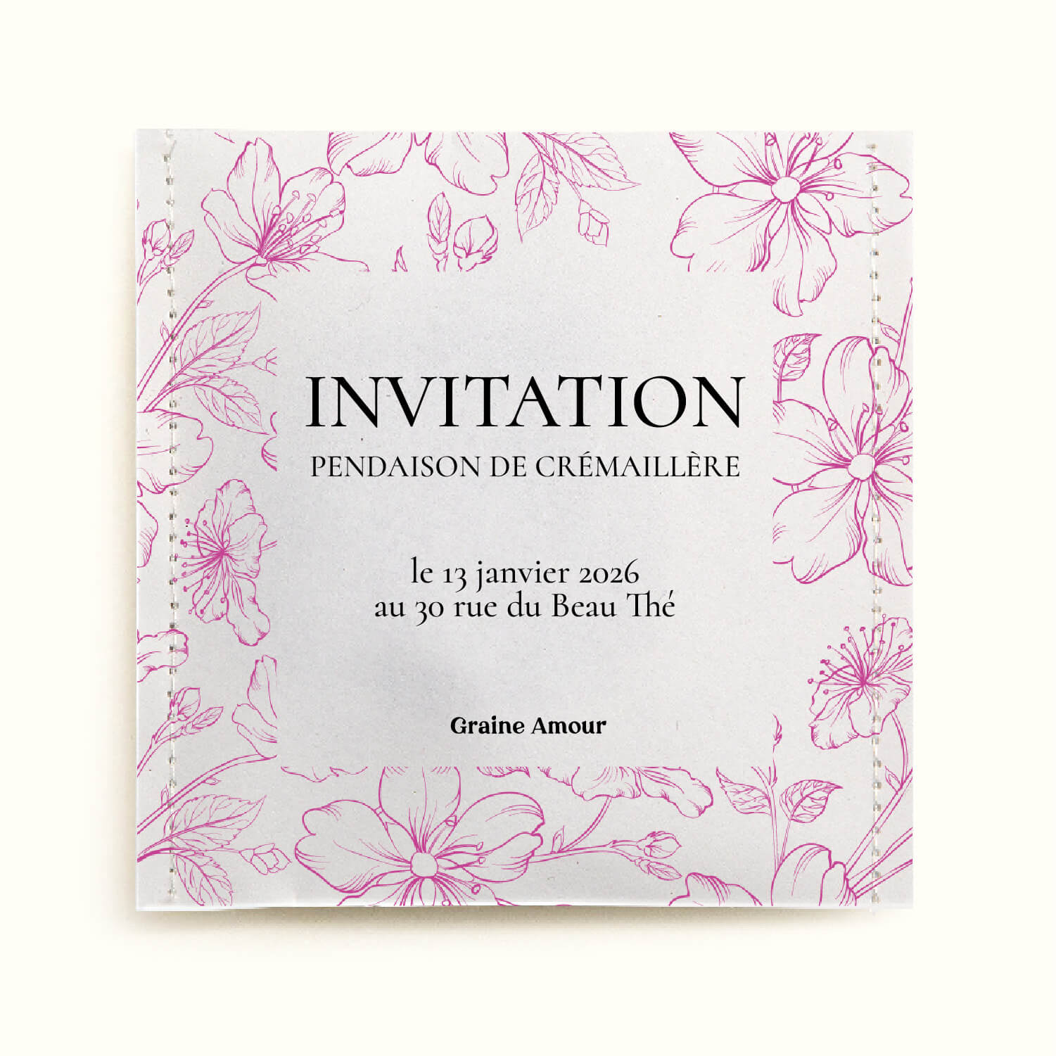 Sachet de graines à semer - Pendaison de crémaillère Invitation | Le Beau Thé