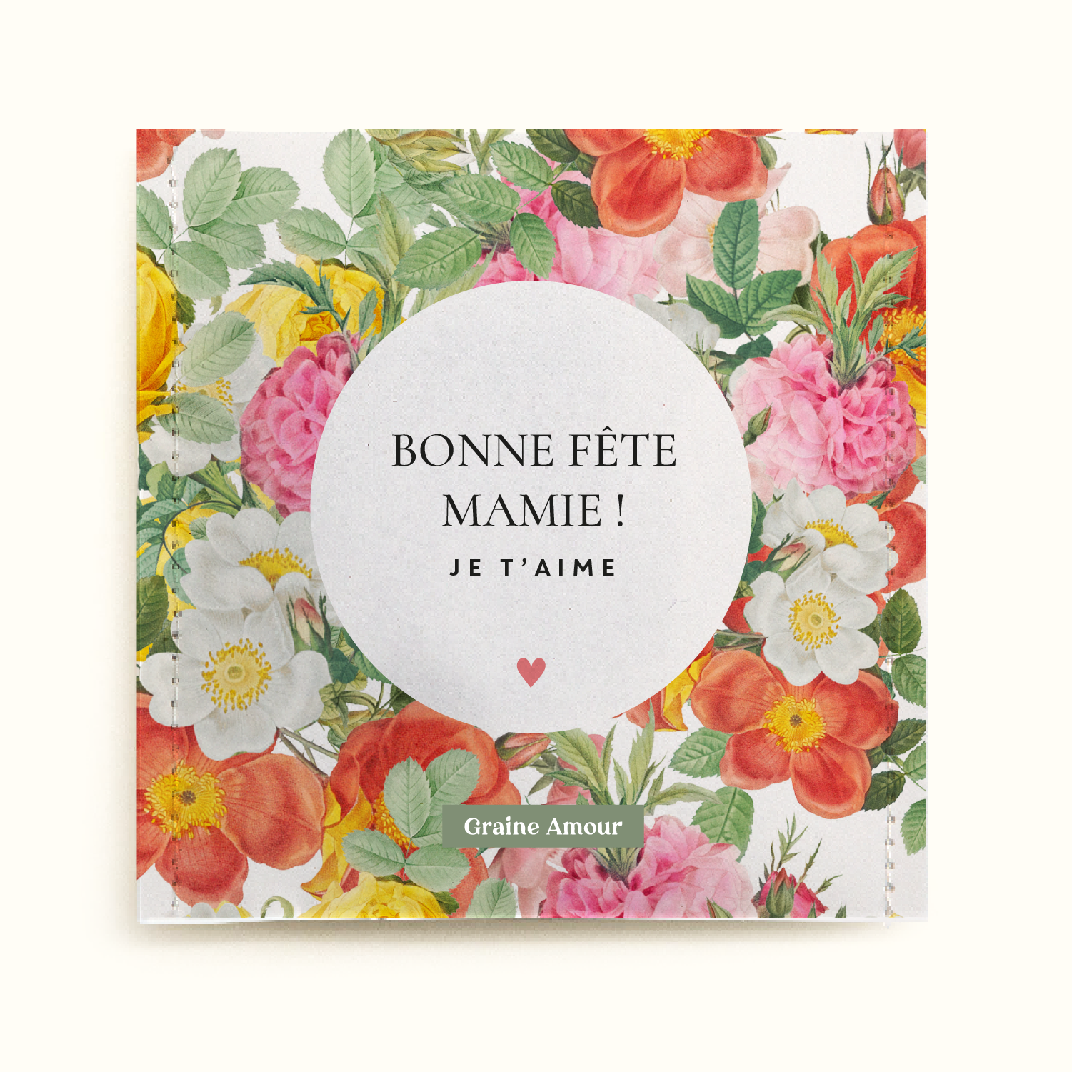 Sachet de graines à semer - Mamie motif floral | Sachet de graines personnalisé