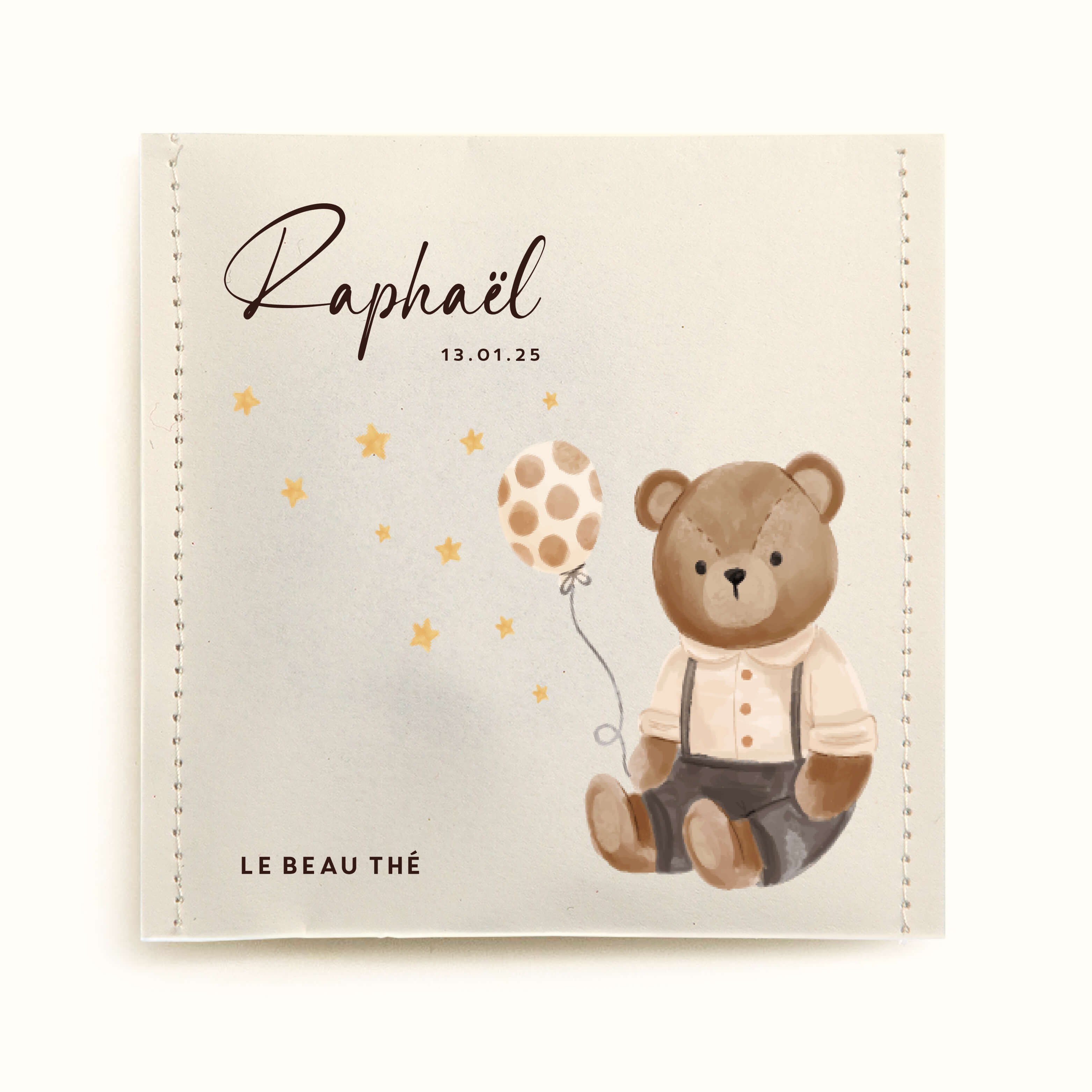 Sachet de thé personnalisé - Naissance peluche ours | Le Beau Thé