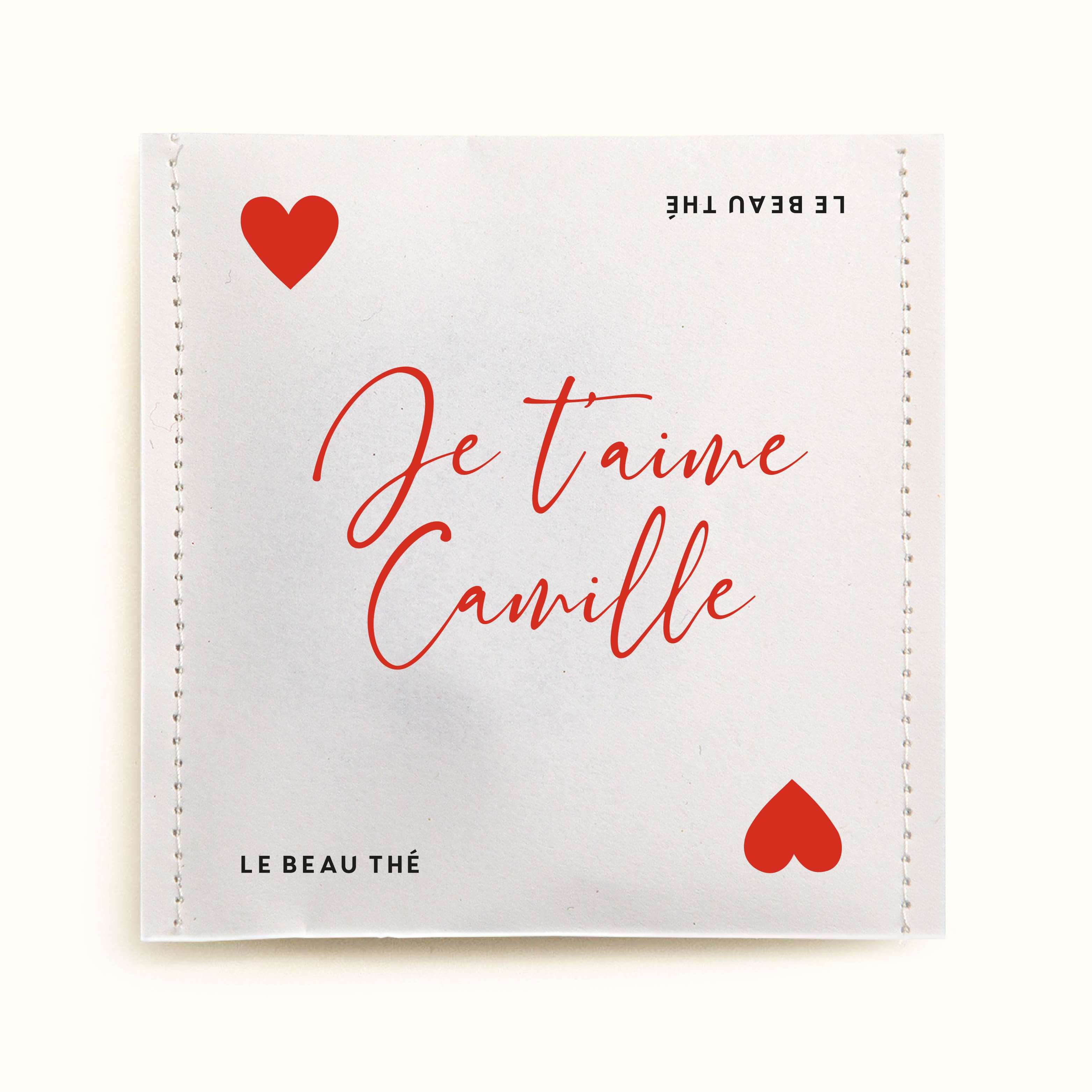 Sachet de thé personnalisé - coeur piqué à la Saint-Valentin | Le Beau Thé