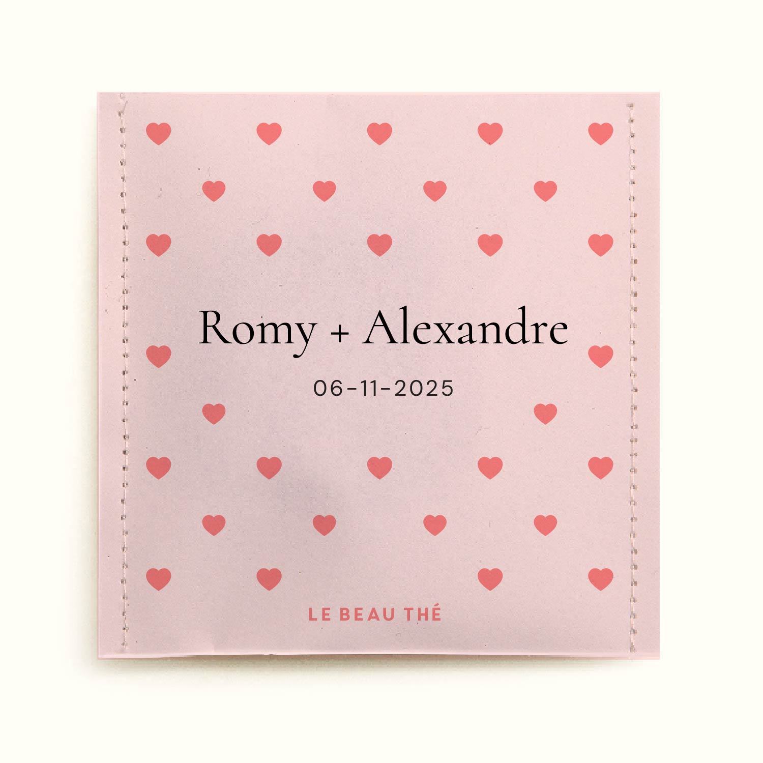 Sachet de thé - Mariage pattern cœurs | Sachet de thé personnalisé