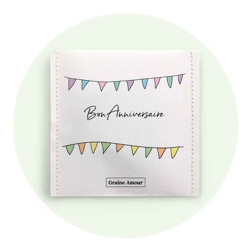 Anniversaire banderole colorée | Sachet de graines personnalisé