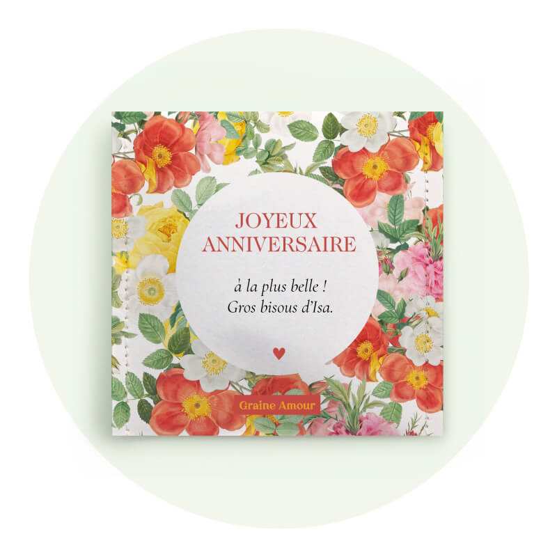 Anniversaire champ de fleurs | Sachet de graines personnalisé