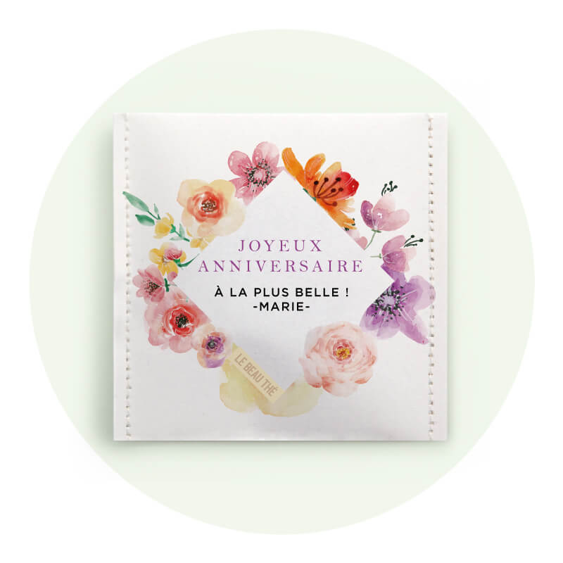 Anniversaire aquarelle | Sachet de thé personnalisé