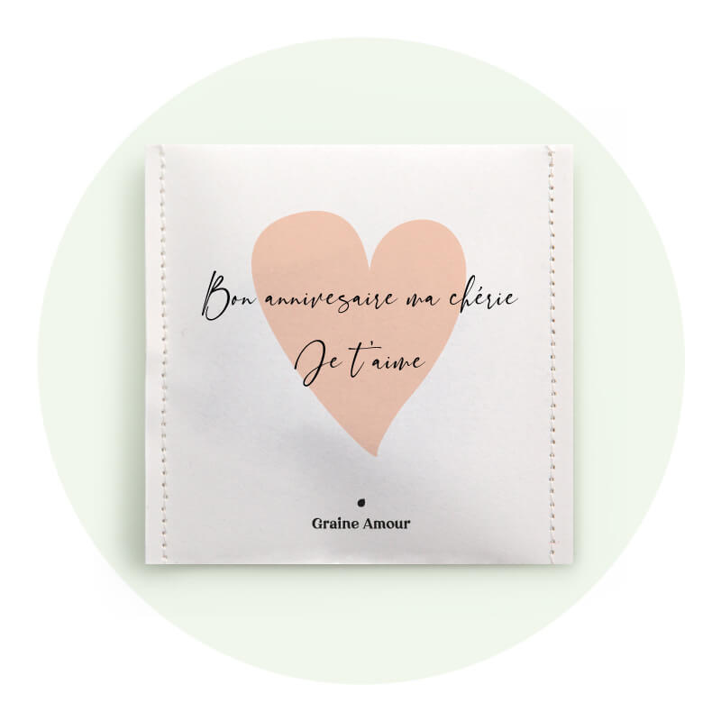 Anniversaire coeur tendre | Sachet de graines personnalisé