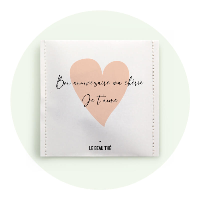 Anniversaire cœur | Sachet de thé personnalisé