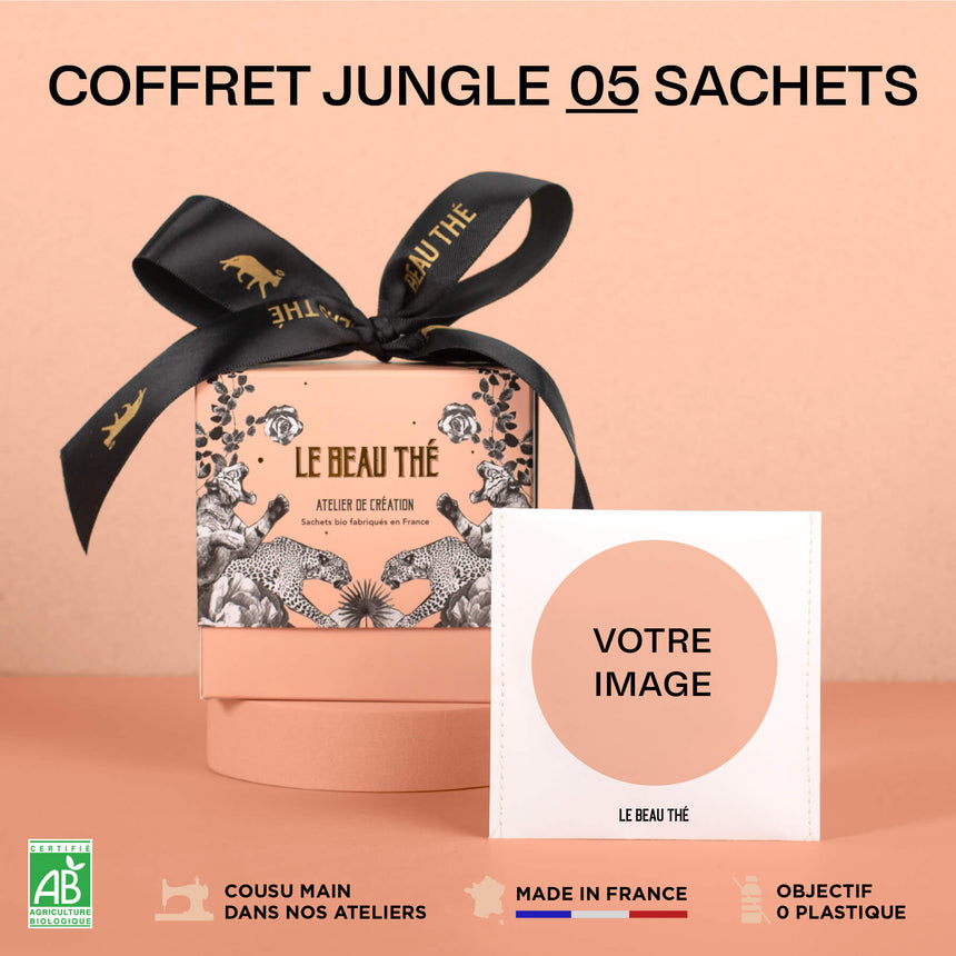 La boîte Jungle de 5 sachets de thé personnalisés (Pro)