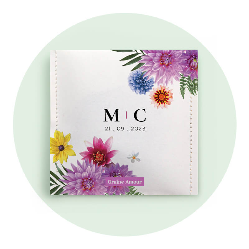 Mariage exotique | Sachet de graines personnalisé