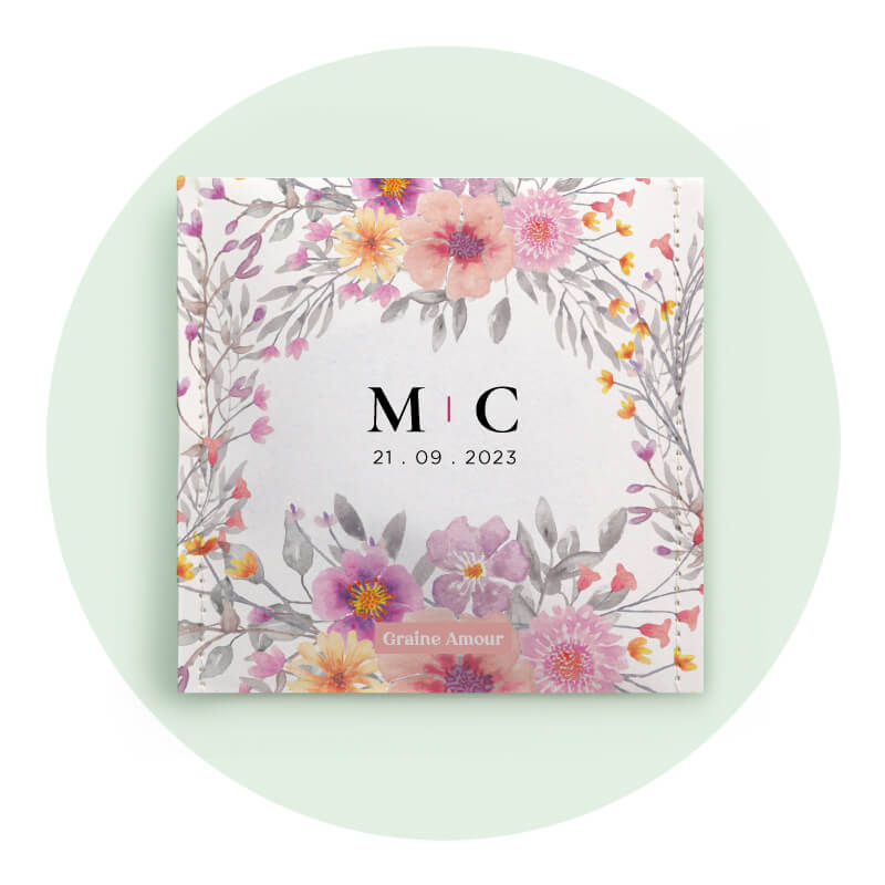 Mariage temple de fleur | Sachet de graines personnalisé