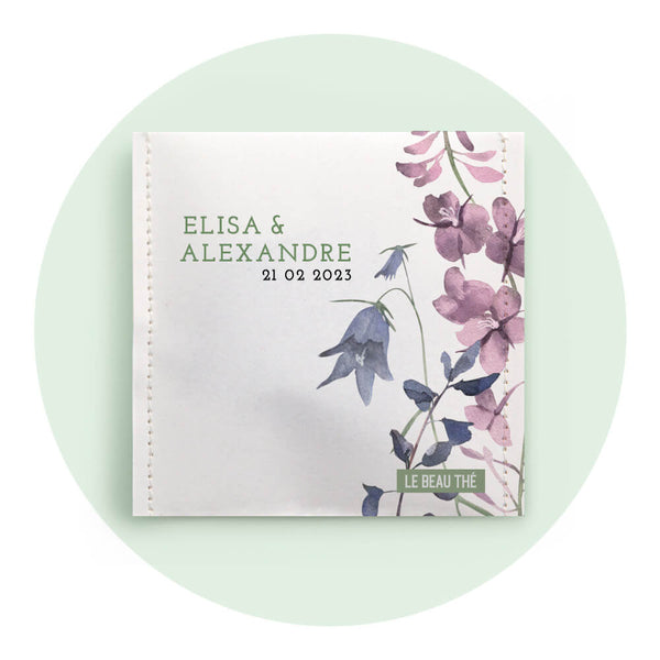 Mariage aquarelle Sachet de thé personnalisé Le Beau Thé