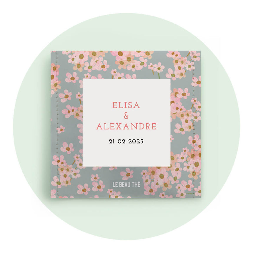 Mariage pluie de fleurs | Sachet de thé personnalisé