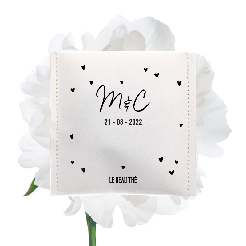 Marque-place cœurs | Sachet de thé personnalisé