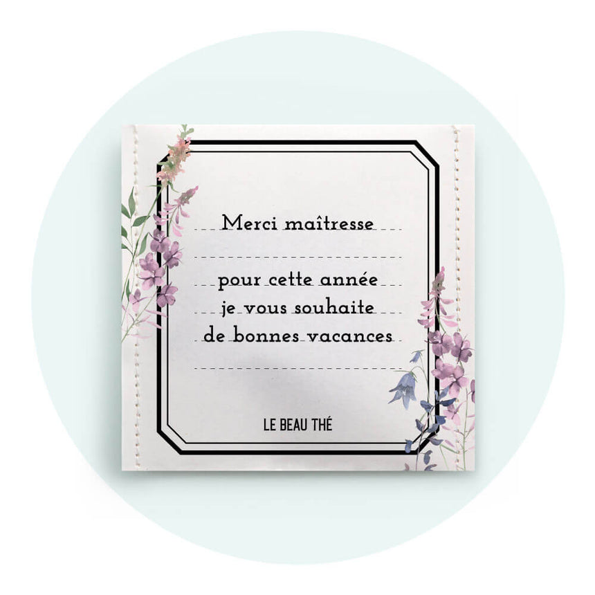 Merci maîtresse étiquette de cahier | Sachet de thé personnalisé