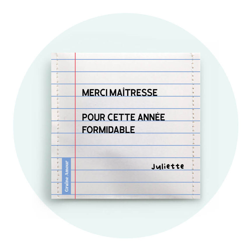 Merci maîtresse star | Sachet de graines personnalisé